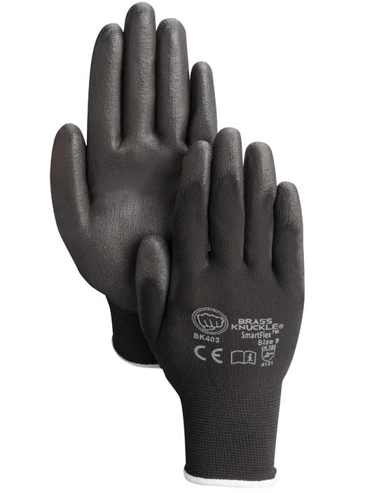 GLOVE NYLON BLACK SHELL;BLACK PU PALM 13G - General Purpose